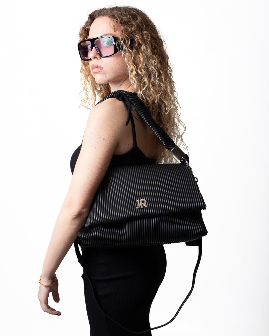 Borsa John Richmond in pliss&egrave; con manico e tracolla donna