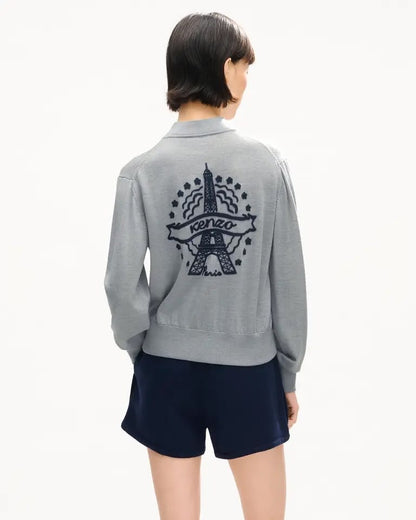Cardigan Kenzo Paris in lana con maxi ricamo sul retro