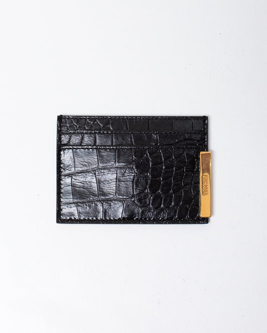 Portacarte Moschino coccodrillo in pelle lucida