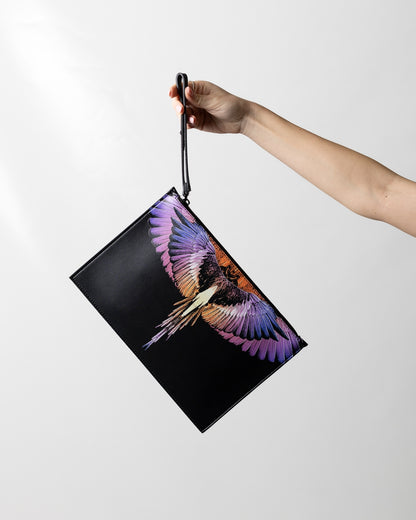 Pochette Marcelo Burlon in ecopelle "Icon Wings Orange" logato