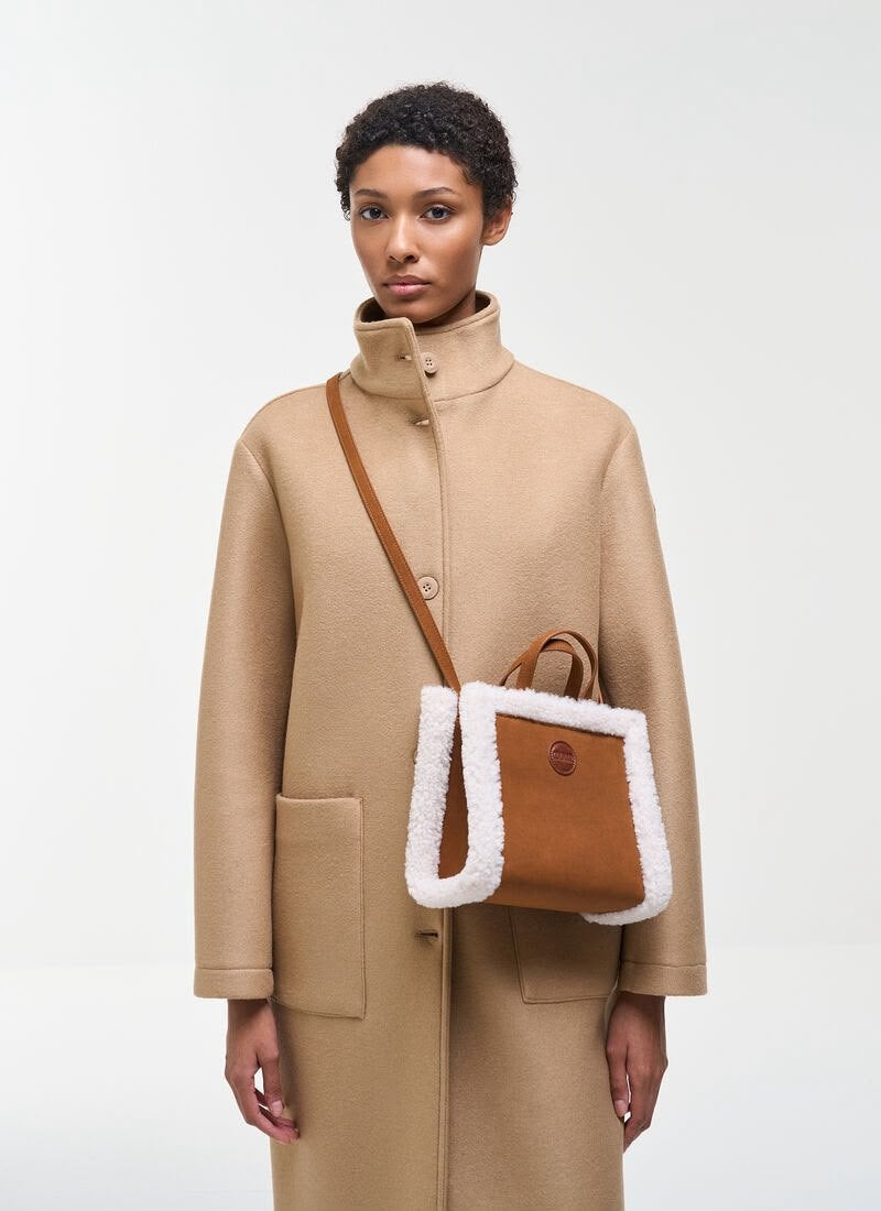 Borsa Colmar tote in pelle con inserti in pelliccia 