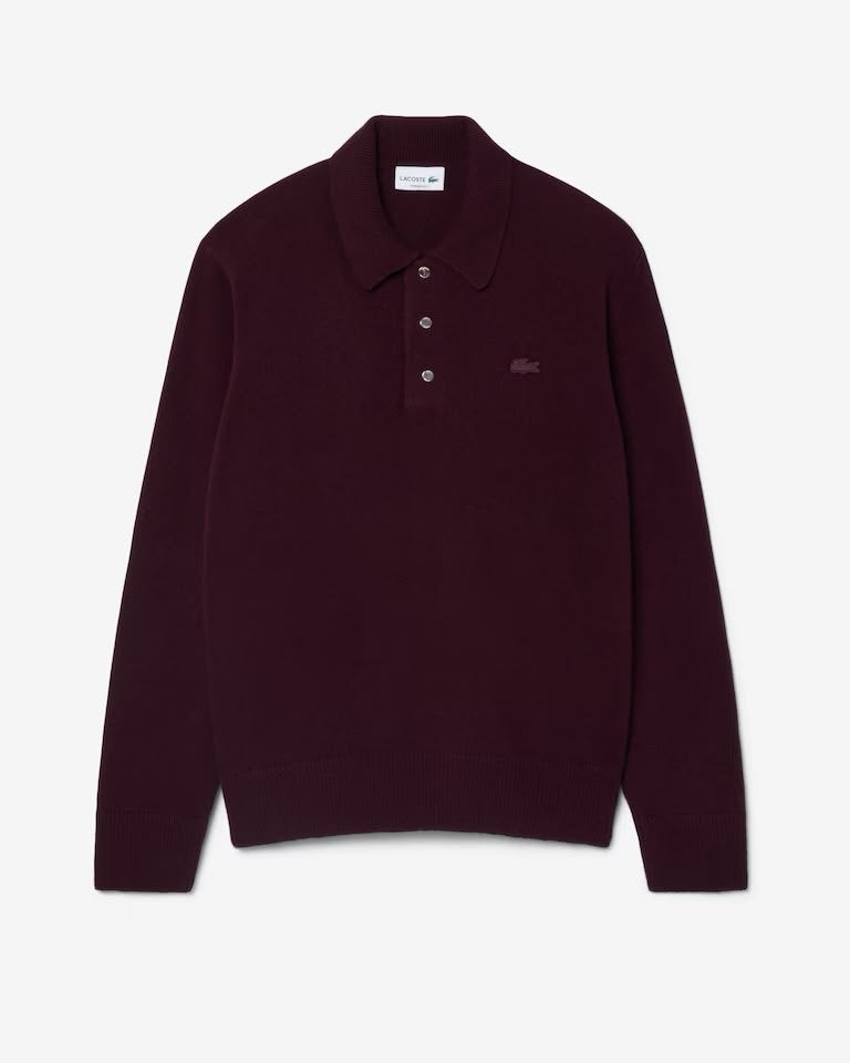 Maglia polo Lacoste in lana con logo ricamato