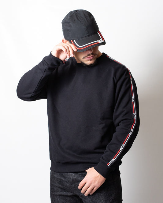 Felpa GCDS girocollo in piquet logo tape uomo
