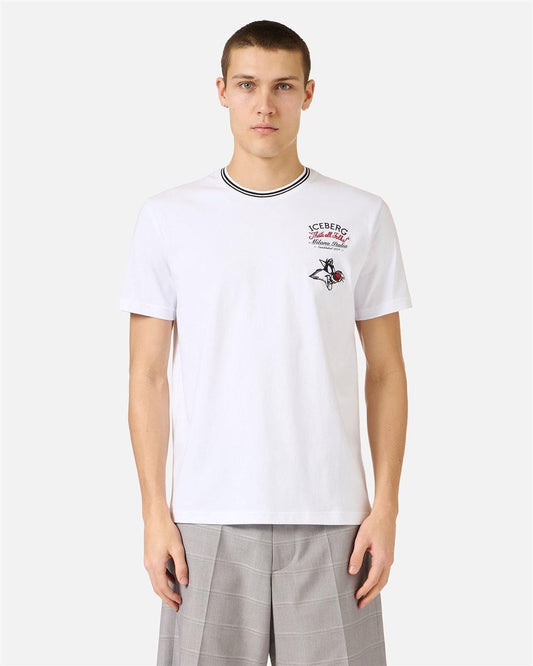 T-Shirt Iceberg con gatto Silvestro stampa e ricami