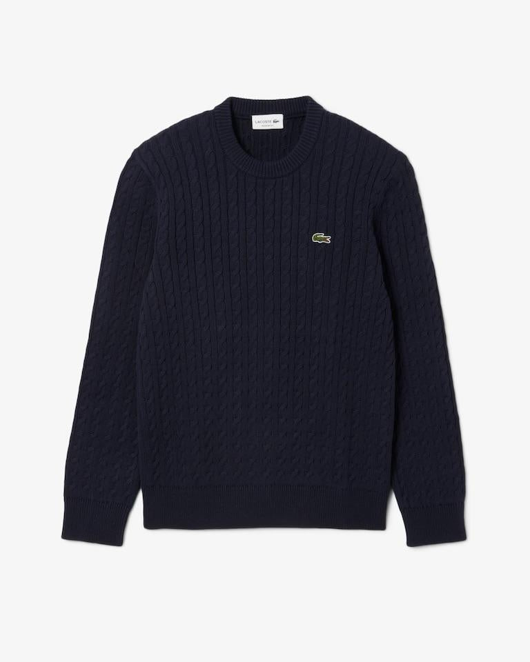 Maglia Lacoste girocollo con ricami intrecciati uomo