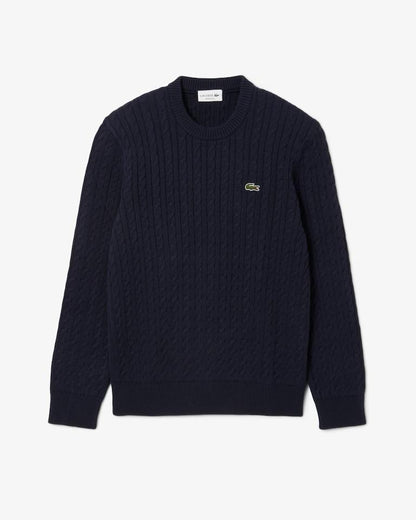 Maglia Lacoste girocollo con ricami intrecciati uomo