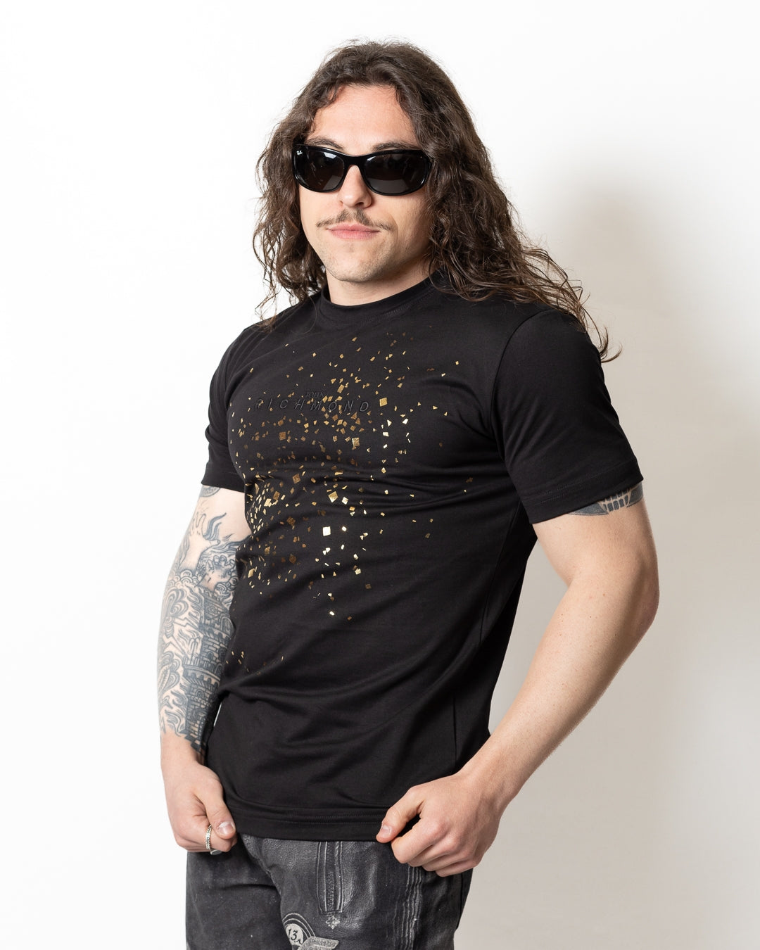 T-Shirt John Richmond con ricamo e stampa uomo