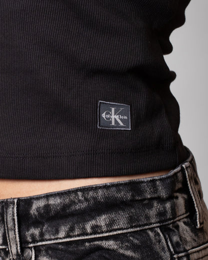 Top Calvin Klein Jeans in costina con mezza zip donna