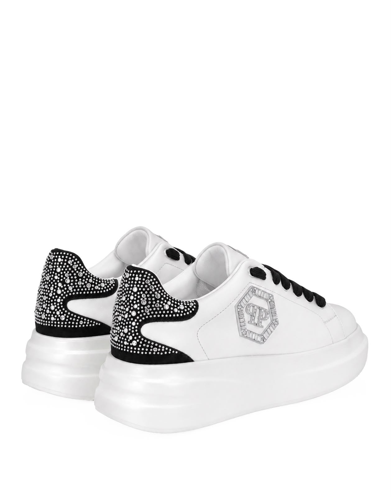 Scarpe Philipp Plein in pelle con logo e brillantini