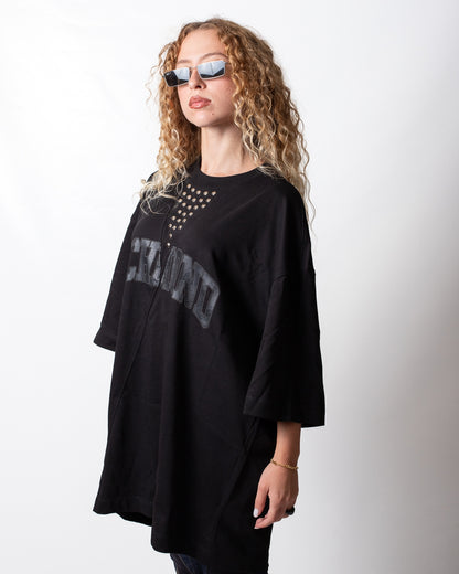 T-Shirt John Richmond over con logo e borchie donna