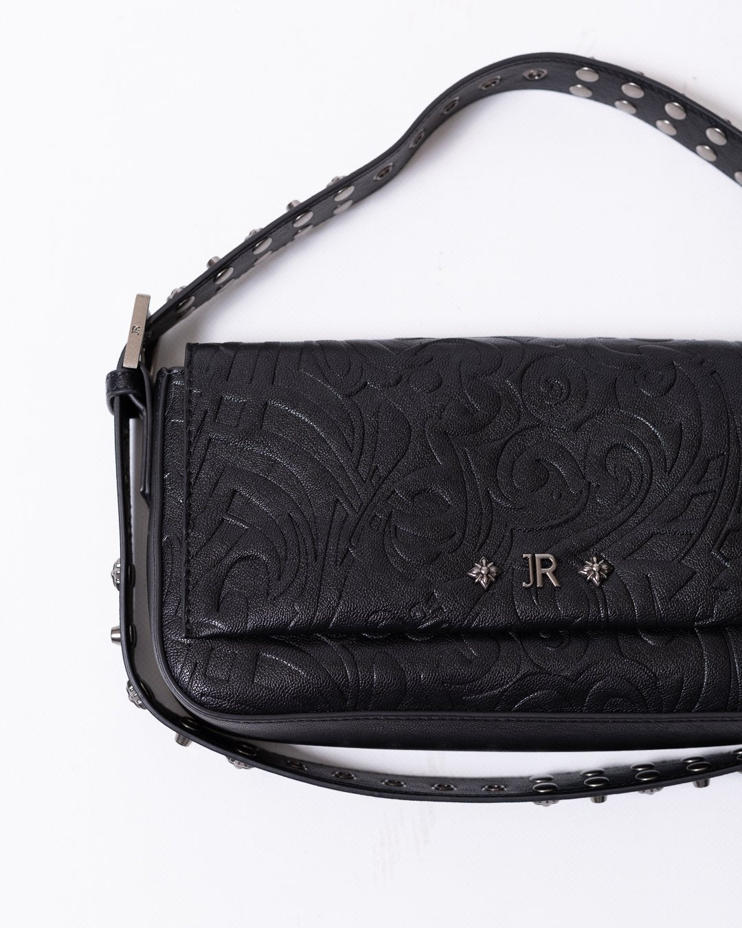 Borsa John Richmond texture in rilievo con borchie e logo