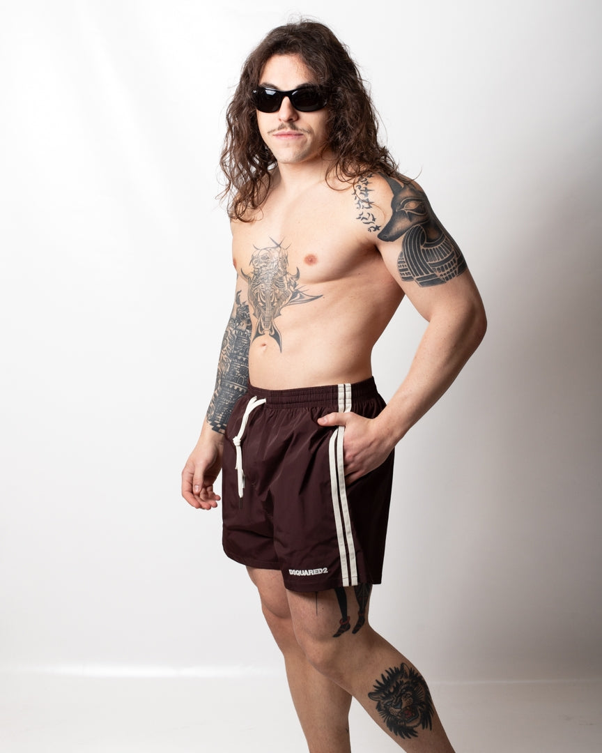 Boxer mare Dsquared2 con bande e ricamo uomo