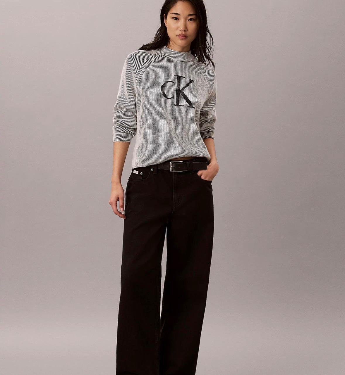 Maglia Calvin Klein Jeans con logo e costine a contrasto