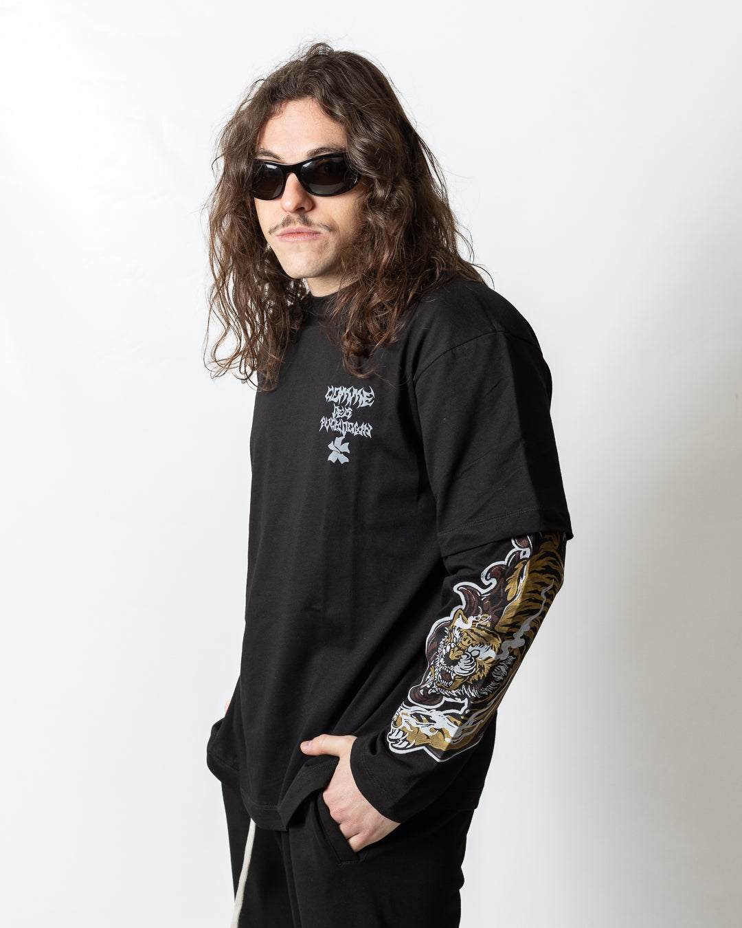 T-Shirt Comme des Fuckdown con doppia manica e stampa uomo