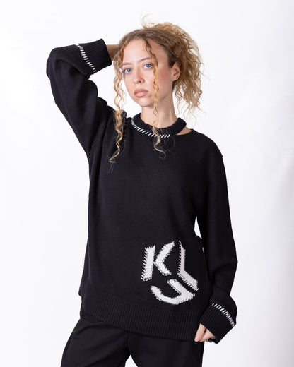 Maglia Karl Lagerfeld Jeans girocollo con ricami a contarsto