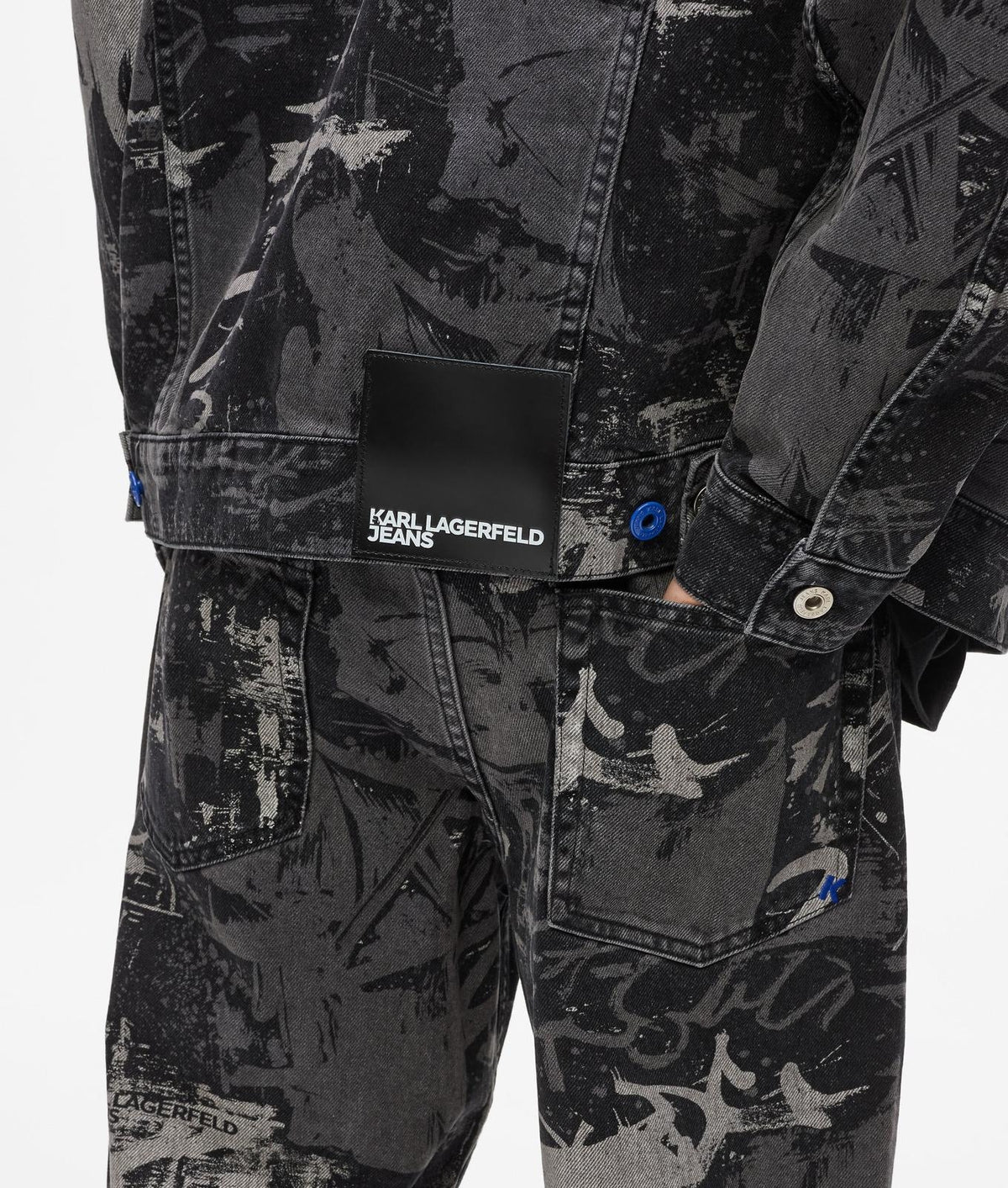 Giubbotto Karl Lagerfeld Jeans in denim stampato uomo