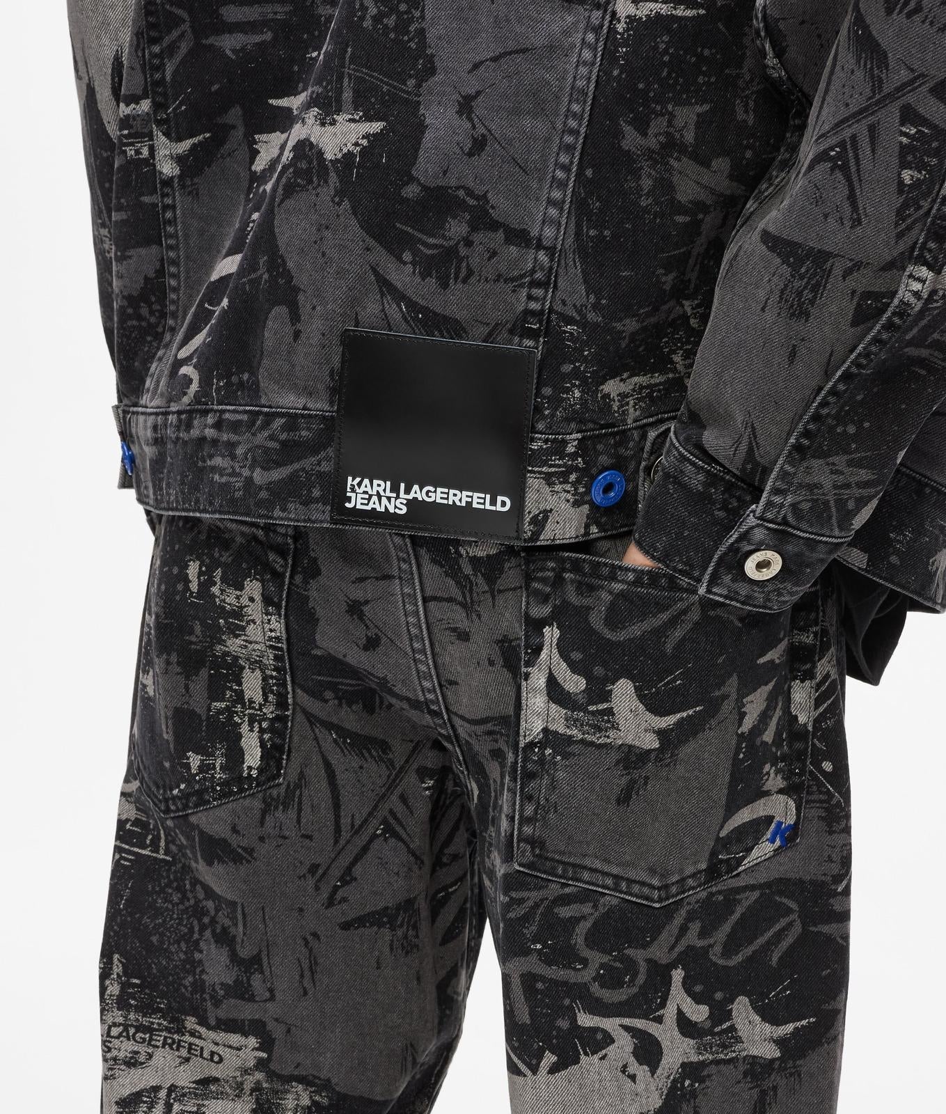 Giubbotto Karl Lagerfeld Jeans in denim stampato uomo