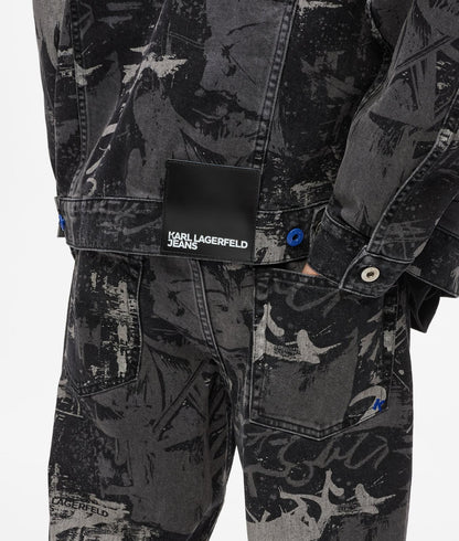 Giubbotto Karl Lagerfeld Jeans in denim stampato uomo