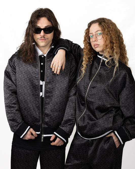 Felpa GCDS fullzip in nylon "Logo Monogram"