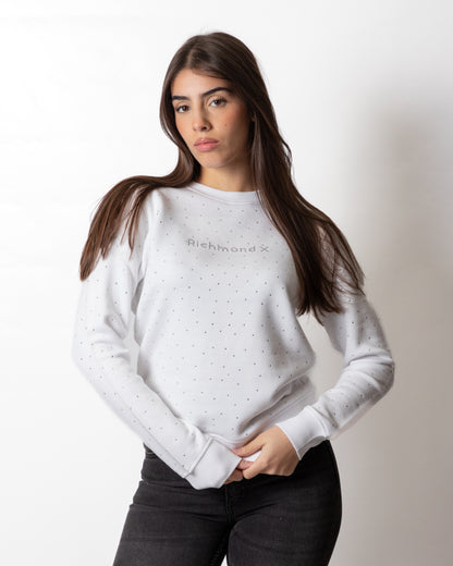 Felpa Richmond X girocollo con strass all-over donna