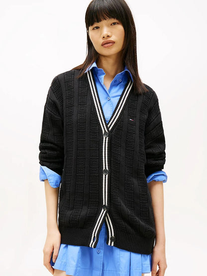 Cardigan Tommy Jeans "Flag Cable" donna