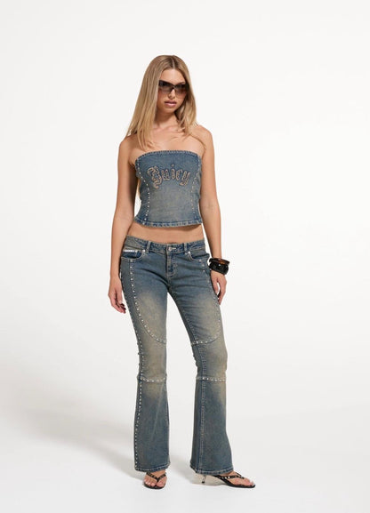 Top Juicy Couture con logo e borchie