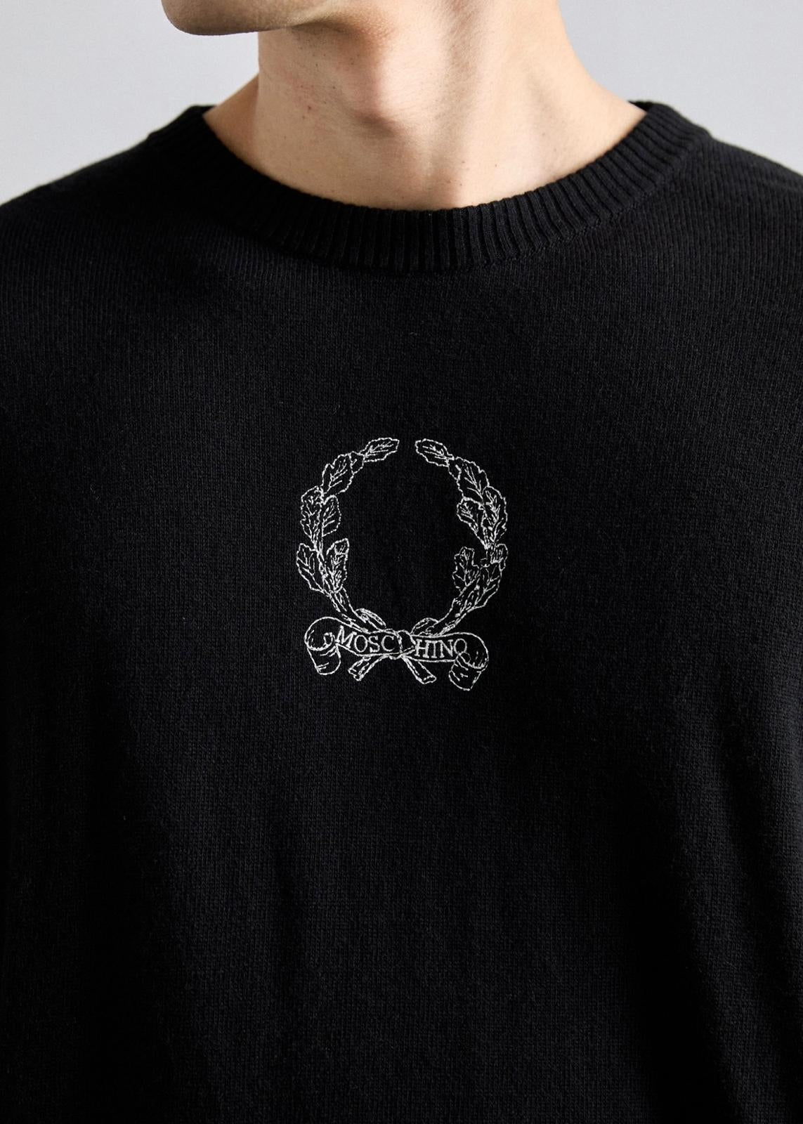 Maglia Moschino in misto lana con ricamo "Laurel crown"