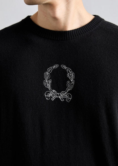 Maglia Moschino in misto lana con ricamo "Laurel crown"