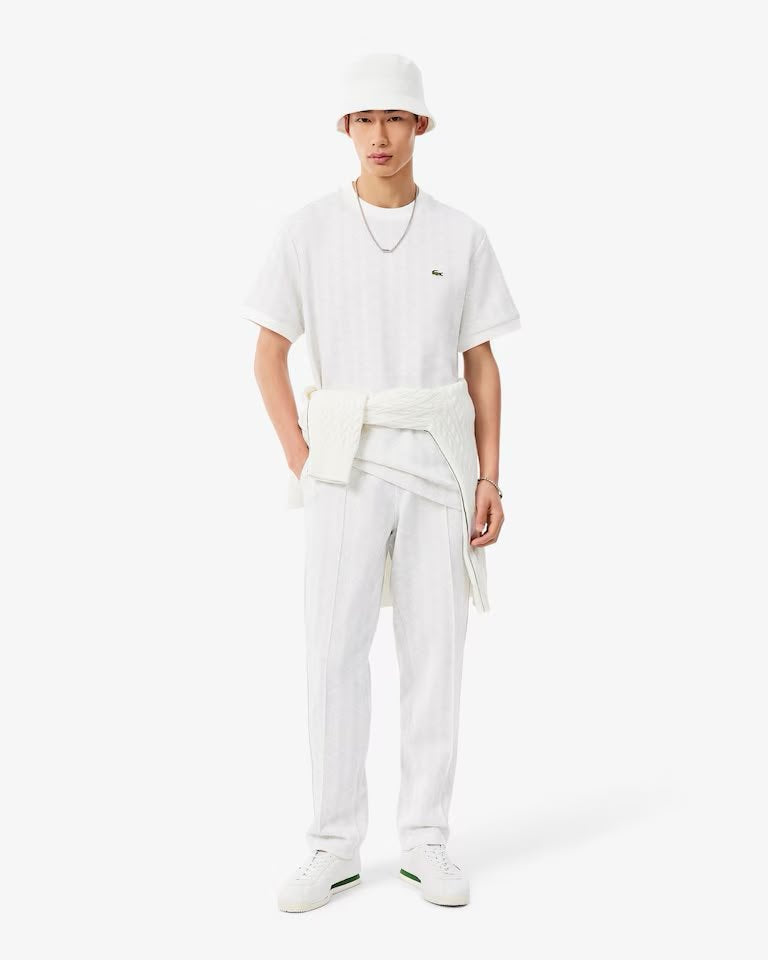 T-shirt Lacoste monogram con logo ricamato in rilievo