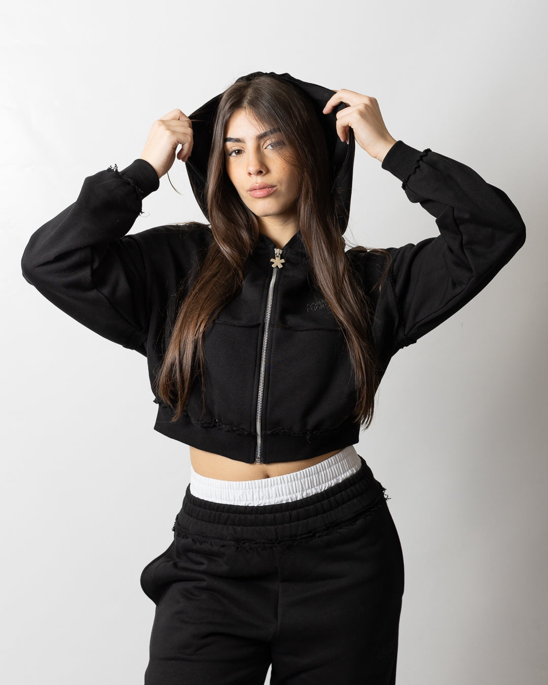 Felpa Comme des Fuckdown fullzip con cuciture a taglio vivo donna