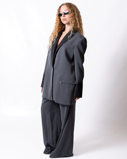 Giacca Just Cavalli monopetto con dettaglio sfumatura e piercing oro "JC"