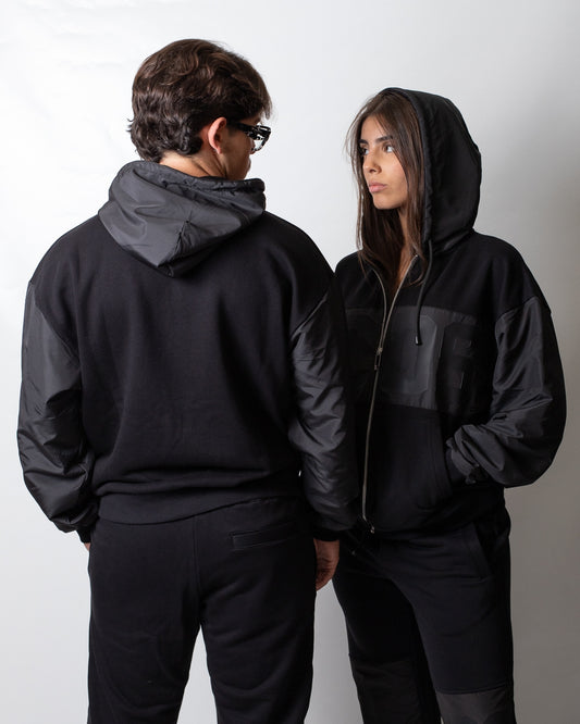 Felpa GCDS "Band Logo Nylon" fullzip con cappuccio