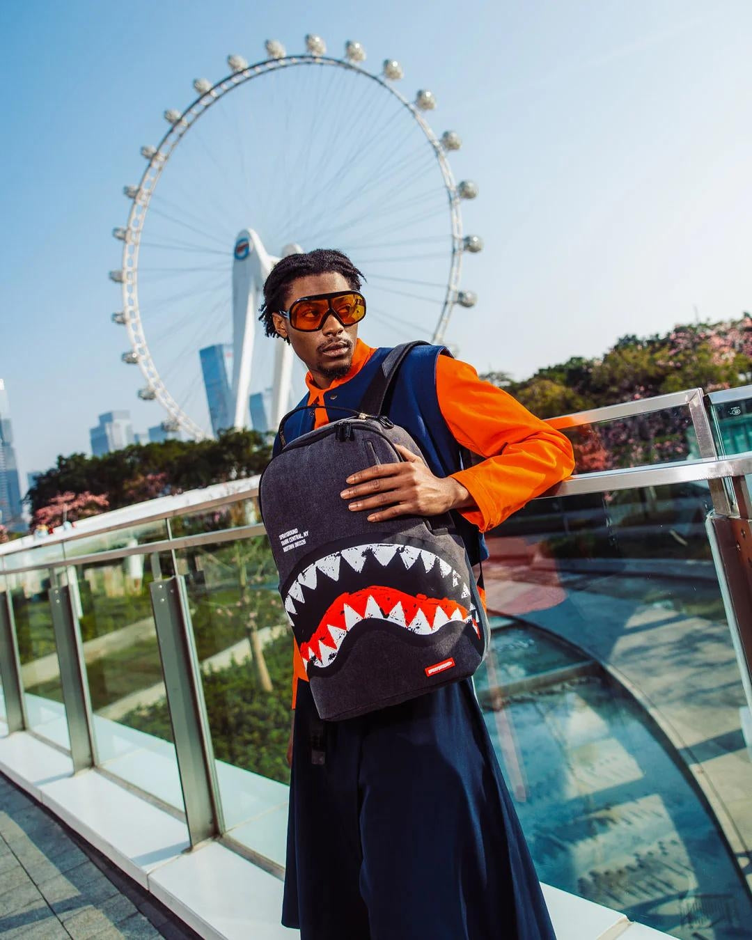 Zaino Sprayground nero Shark central painted dlxs backpack