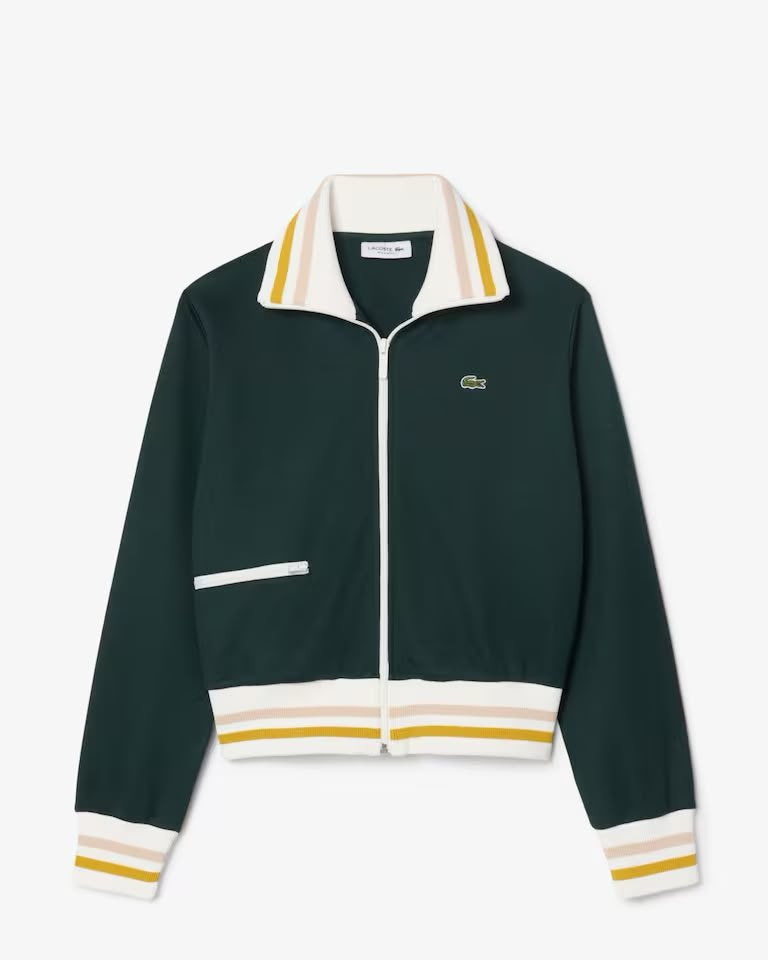 Felpa Lacoste fullzip in nylon con bordi a contrasto donna