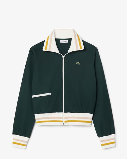 Felpa Lacoste fullzip in nylon con bordi a contrasto donna