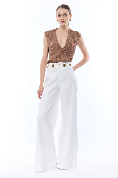 Jeans Nenette wide-leg con occhielli donna