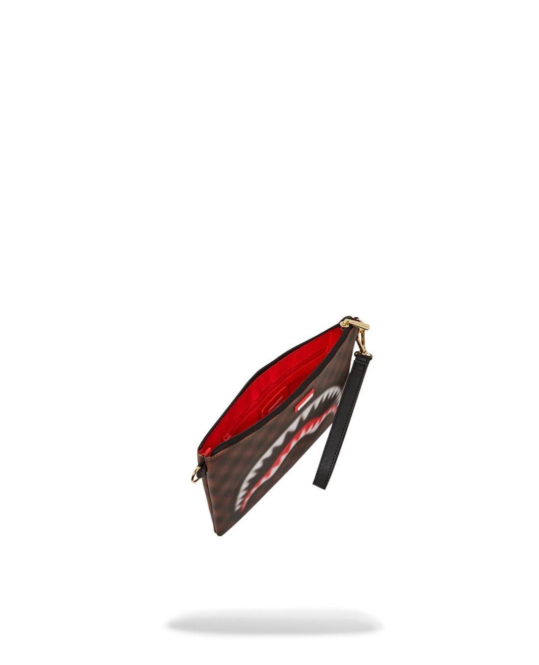 Pochette Sprayground marrone shark in paris blur clutch con tracolla