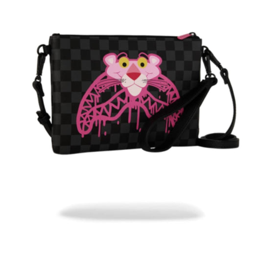 Pochette Sprayground nero "Pink panther: drippy diamons crossover" clutch con tracolla