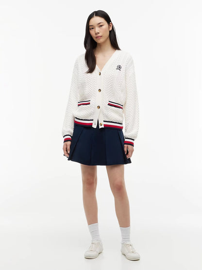 Cardigan Tommy Jeans ricamato con bordi a contrasto donna