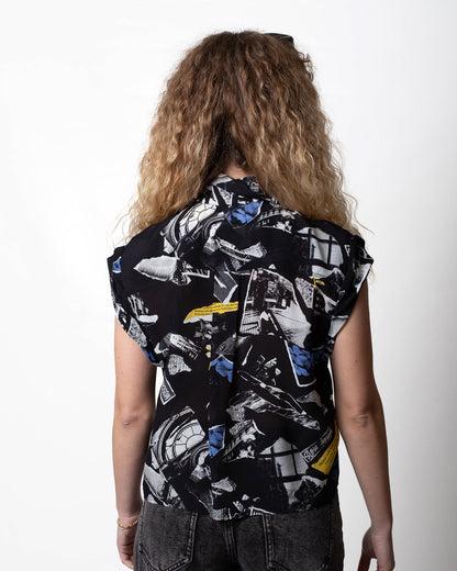 Camicia Moschino Jeans "Punk Print" crop donna