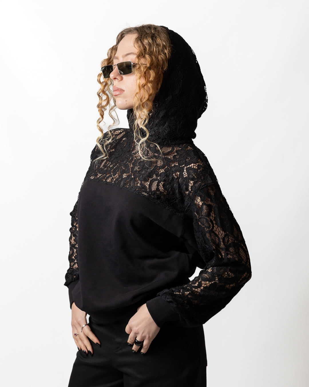 Felpa Disclaimer con dettagli in pizzo donna