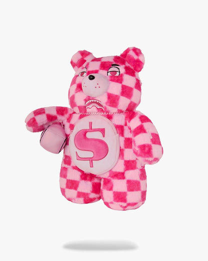 Zaino Sprayground orsetto fucsia "PINK FUR CHECK MONEYBEAR BACKPACK"