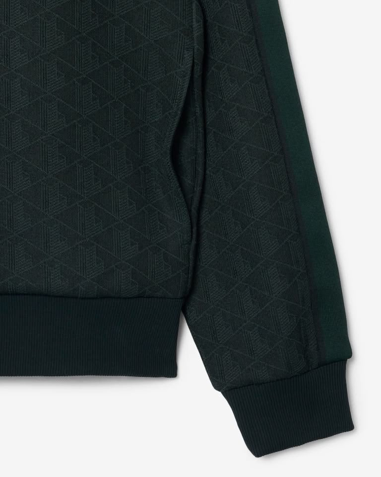 Felpa Lacoste con zip logata allover uomo