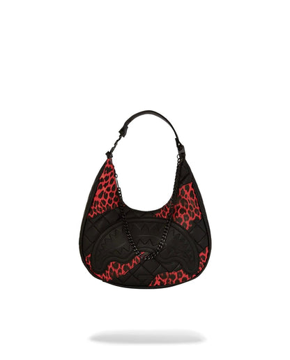 Borsa a spalla Sprayground nero "Red leopard puffer vice shoudlar bag" donna