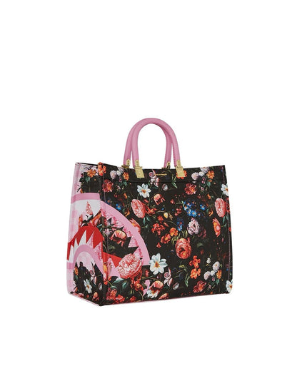 Borsa Sprayground nero pink flowers  tote