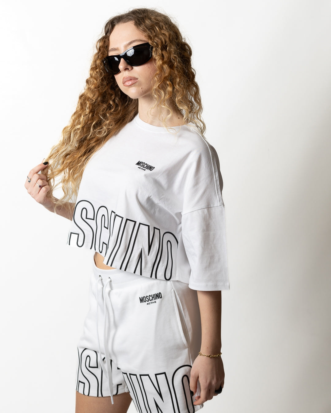 T-Shirt Moschino Active cropped logata donna