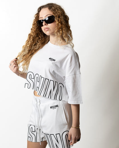 T-Shirt Moschino Active cropped logata donna