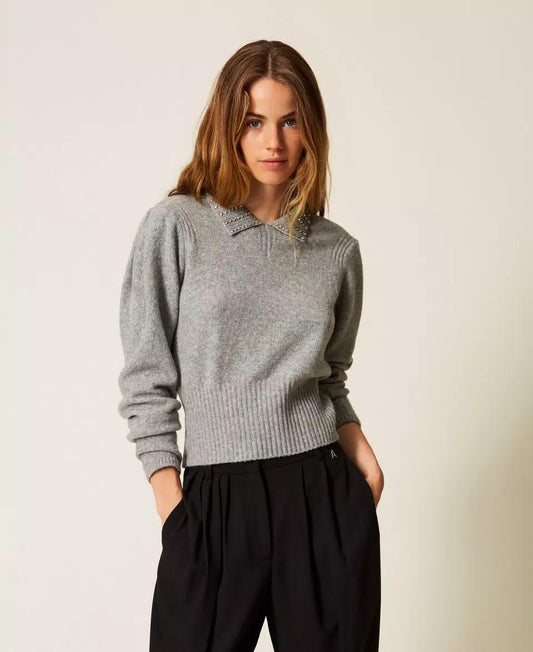 Maglia Twinset Actitude con colletto e gioielli donna
