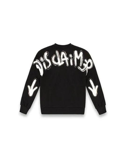 Felpa Disclaimer girocollo con glitter e logo stampato donna