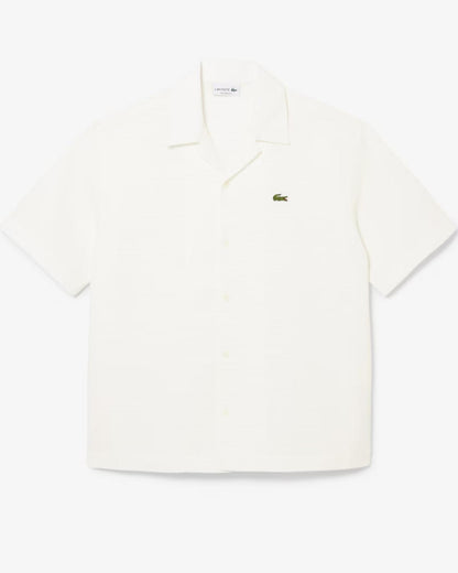 Camicia Lacoste a nido d'ape bianca